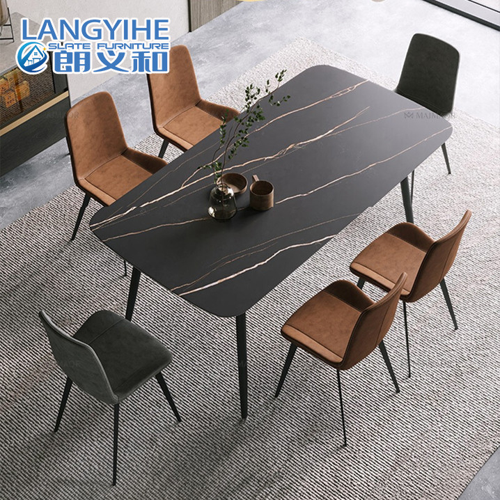 Minimalista moderno da mesa de jantar de mármore nórdica da laje da rocha